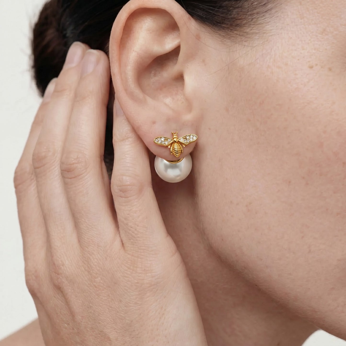 Worker Bee Pearl Stud Earrings