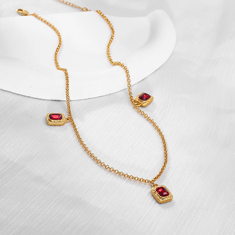 Triplet Ruby Pendant Necklace