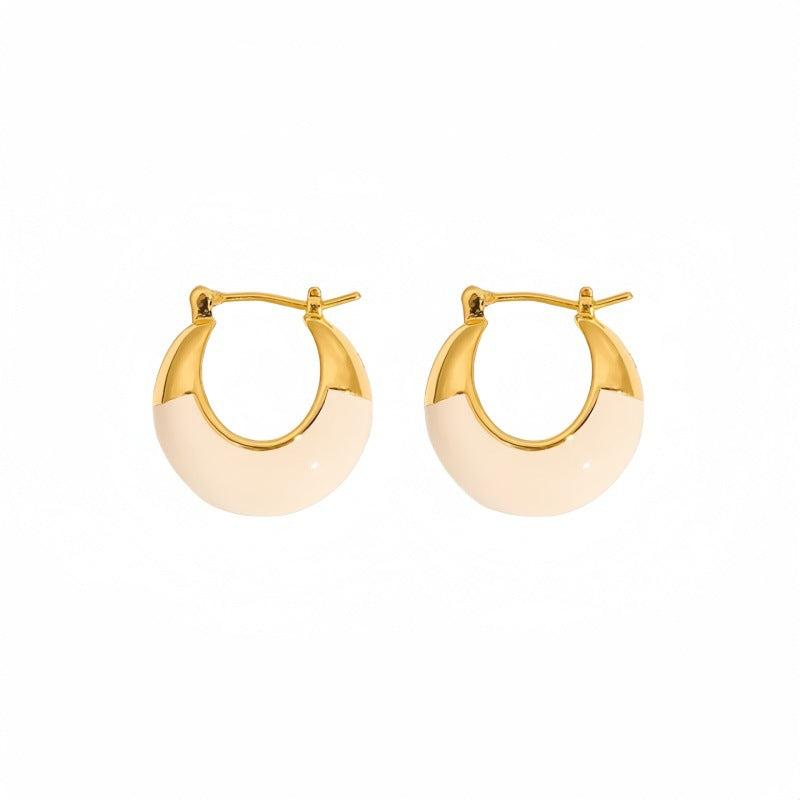 Cream Gold Hoops