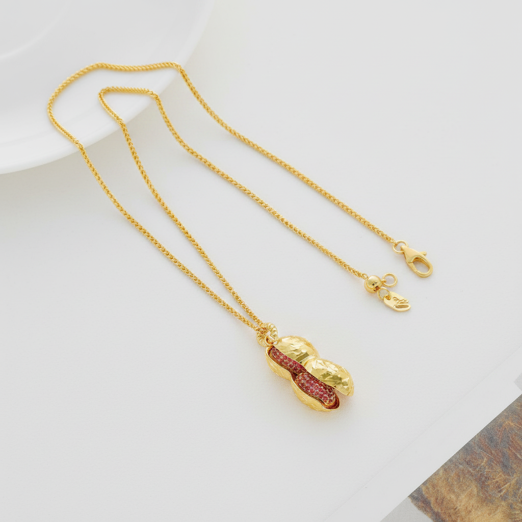 Open Shell Peanut Pendant Necklace