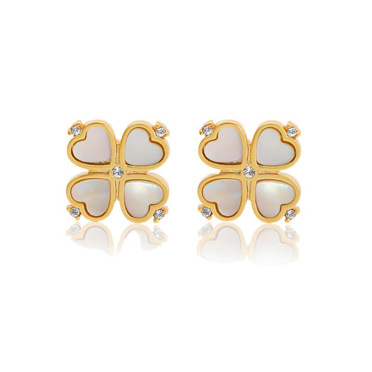 White Lucky Clover Earrings