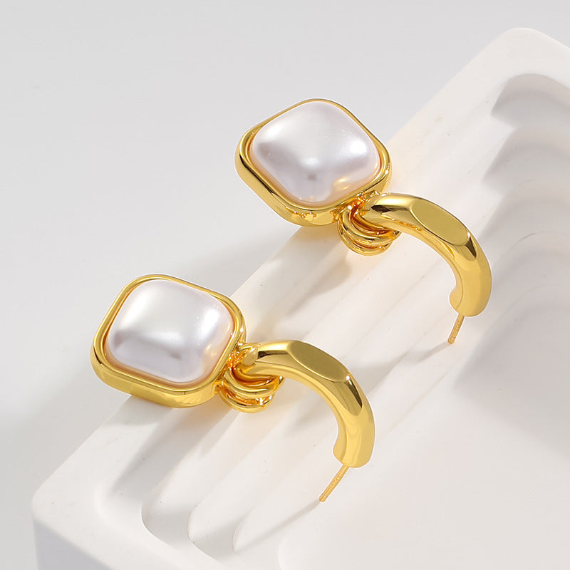 Vintage Cushion Pearl Earrings