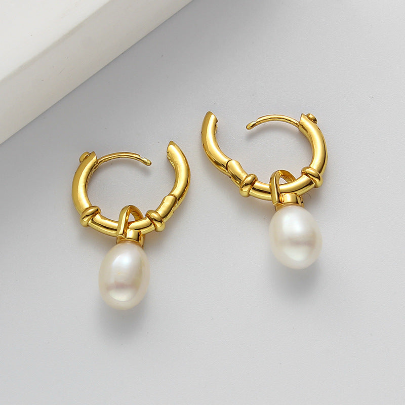 Pearl Drop Hoops