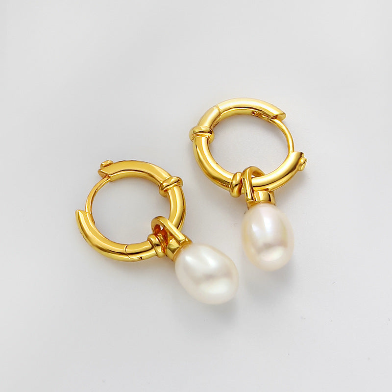 Pearl Drop Hoops