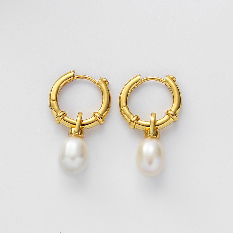 Pearl Drop Hoops