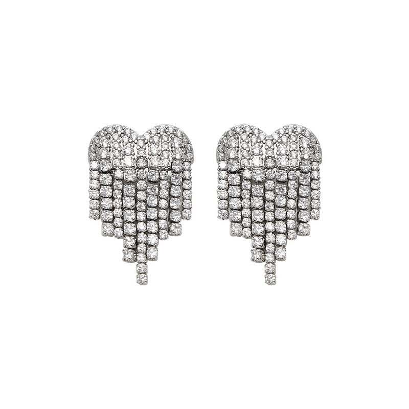 Sparkling Heart Stud Earrings