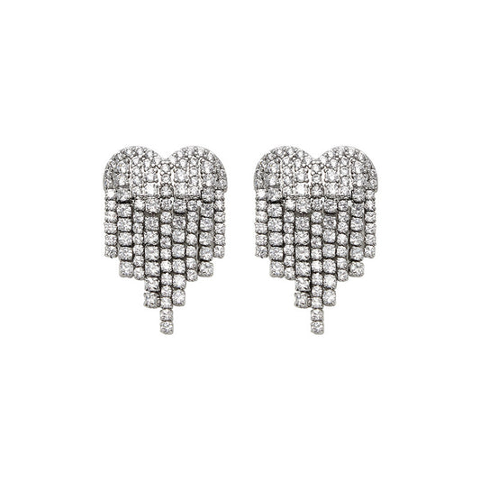 Sparkling Heart Stud Earrings