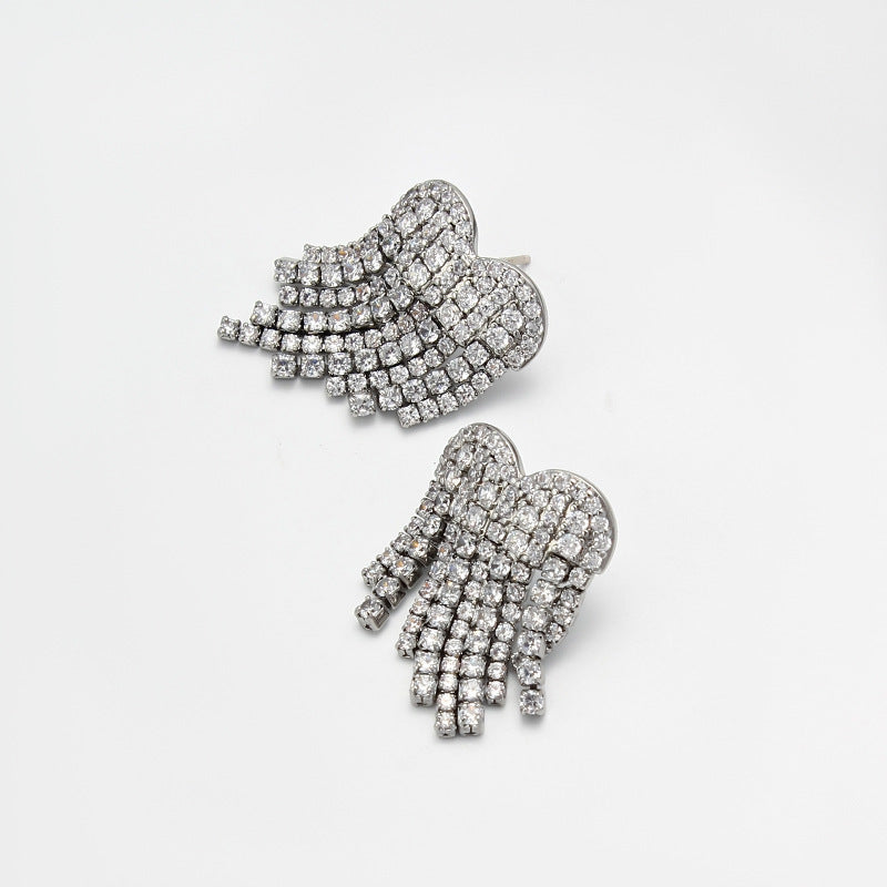 Sparkling Heart Stud Earrings