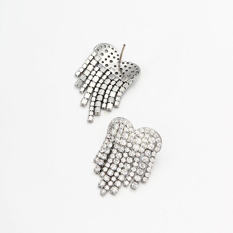 Sparkling Heart Stud Earrings