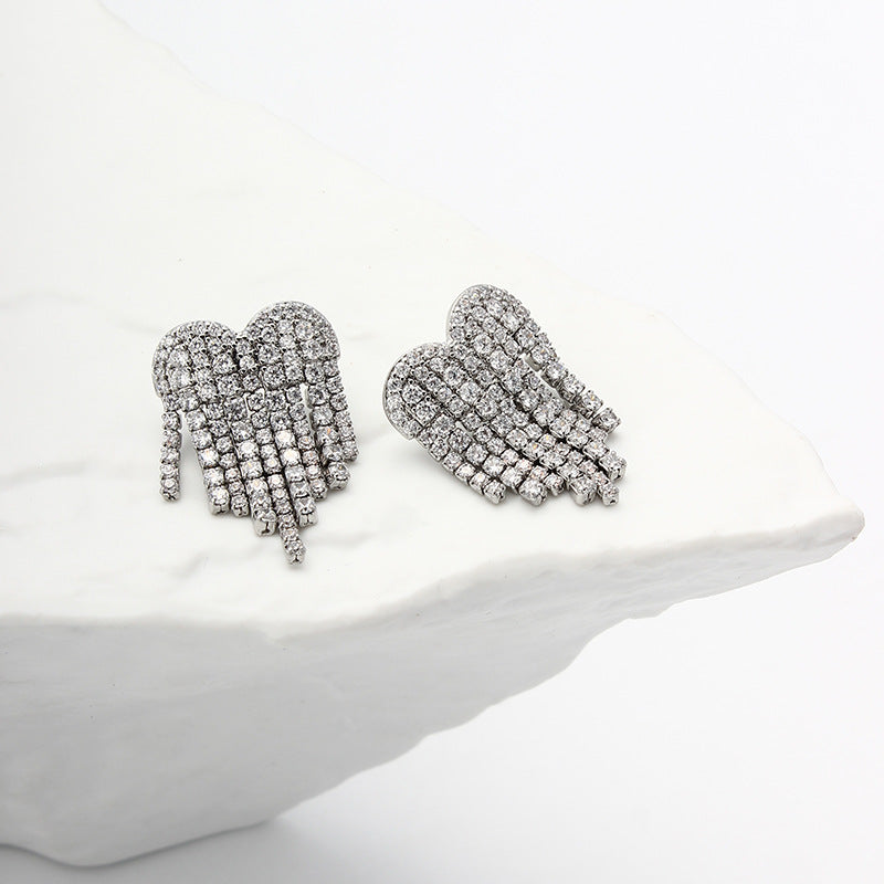 Sparkling Heart Stud Earrings
