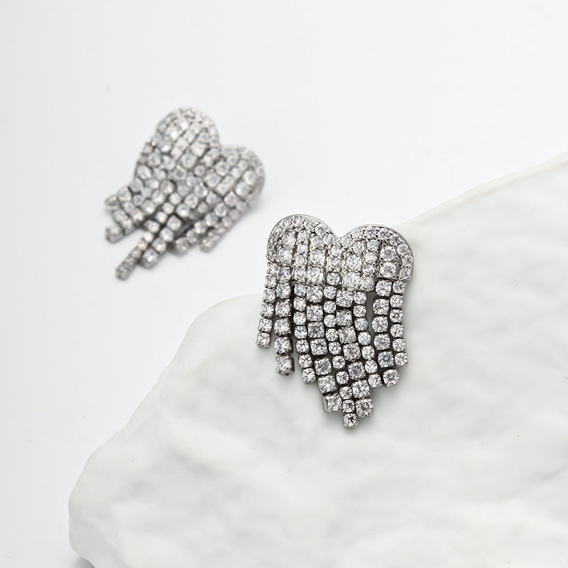 Sparkling Heart Stud Earrings