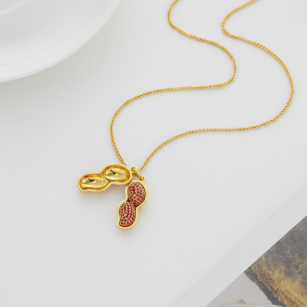 Open Shell Peanut Pendant Necklace