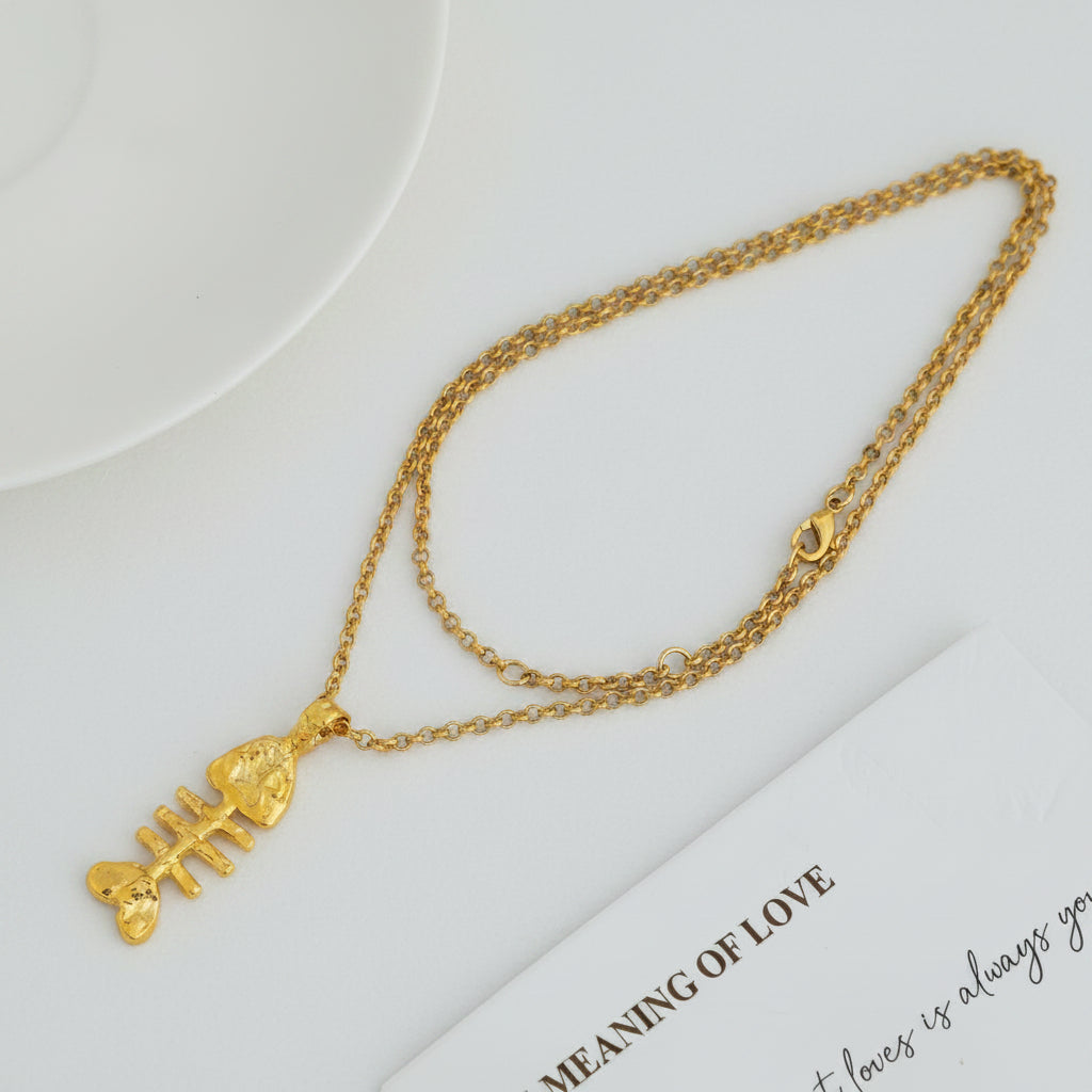 Fish Bone Pendant Necklace