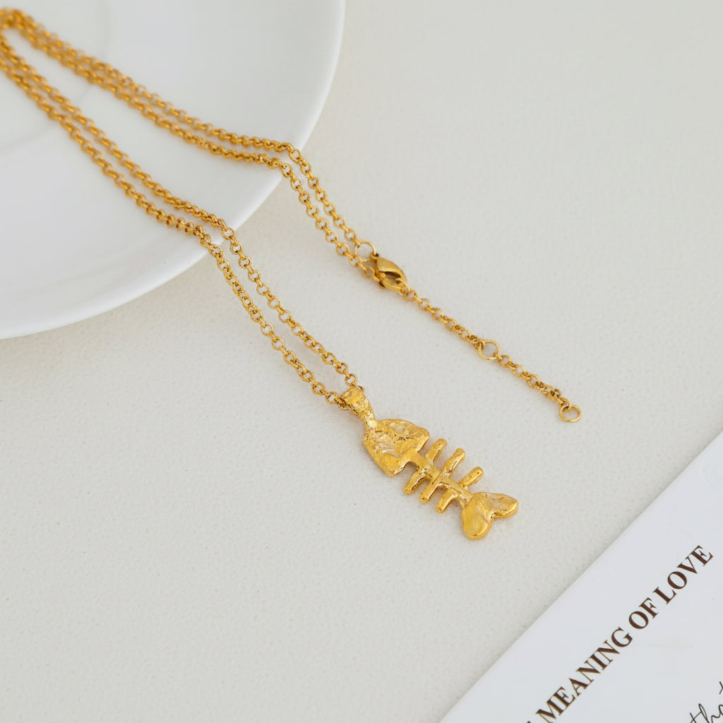 Fish Bone Pendant Necklace
