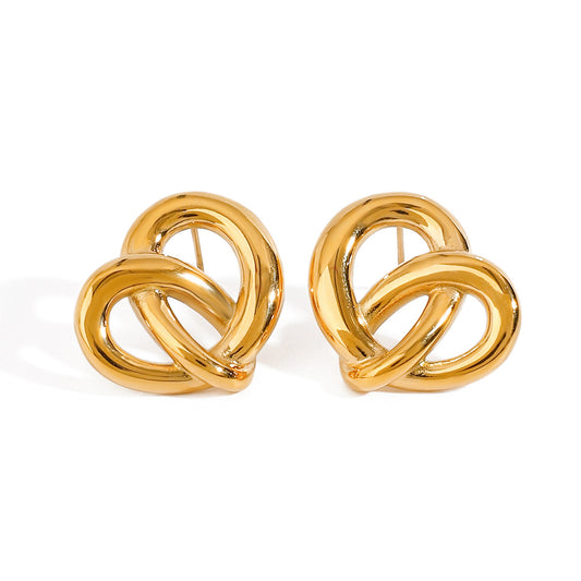 Golden Pretzel Stud Earrings
