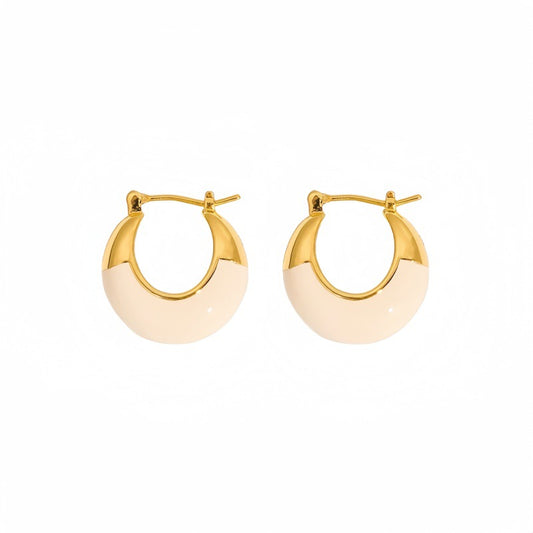 Cream Gold Hoops
