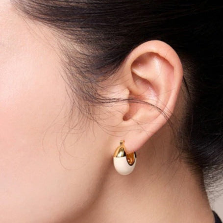 Cream Gold Hoops